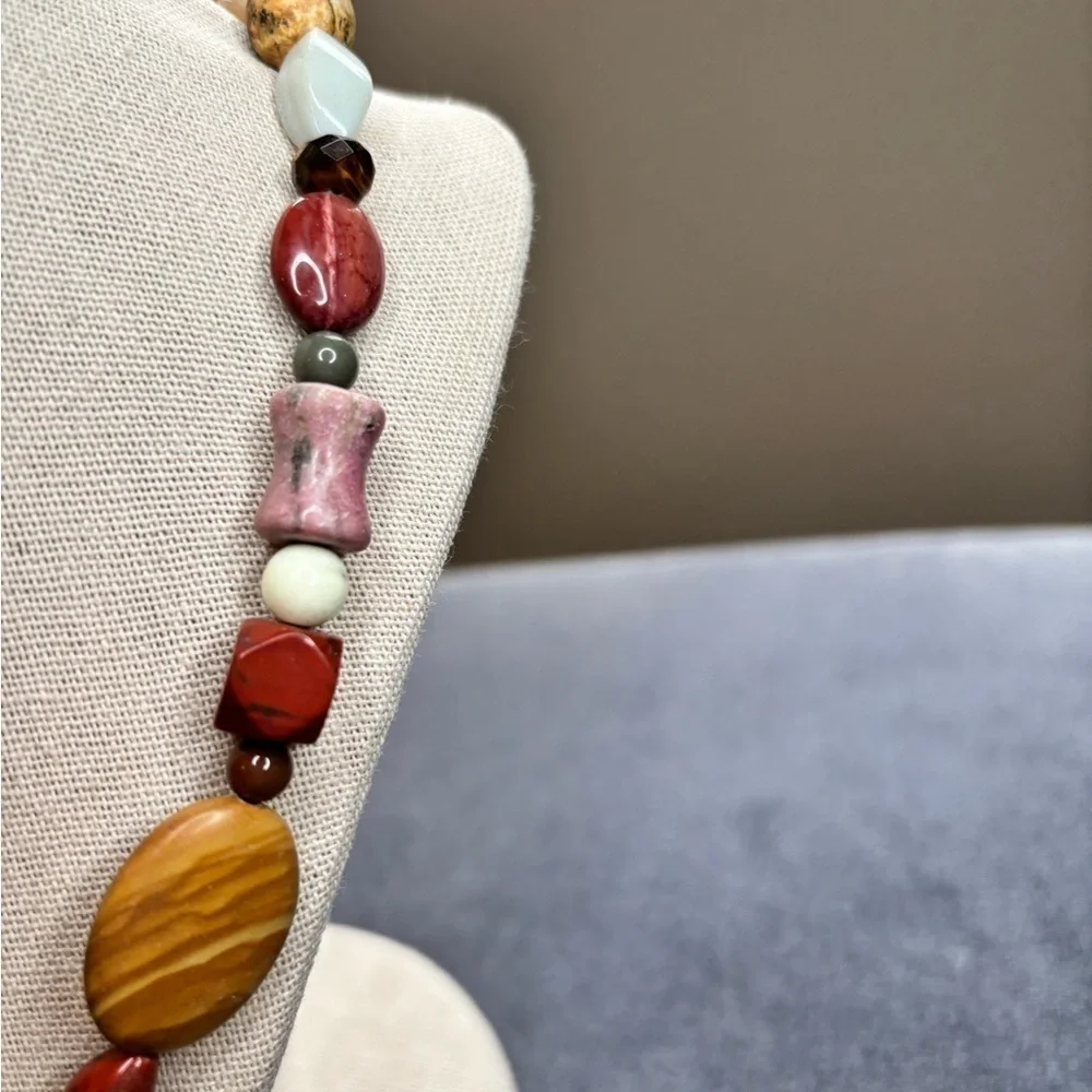 Rare Jay King DTR Desert Rose Trading Multi-Gemstone Necklace Signed Sterling
